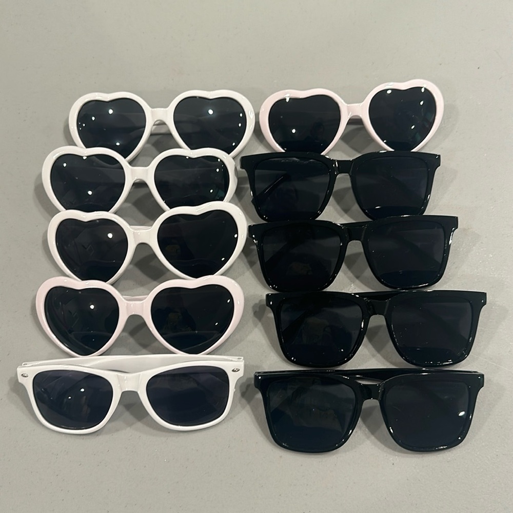 White and black sunglasses 10 in total